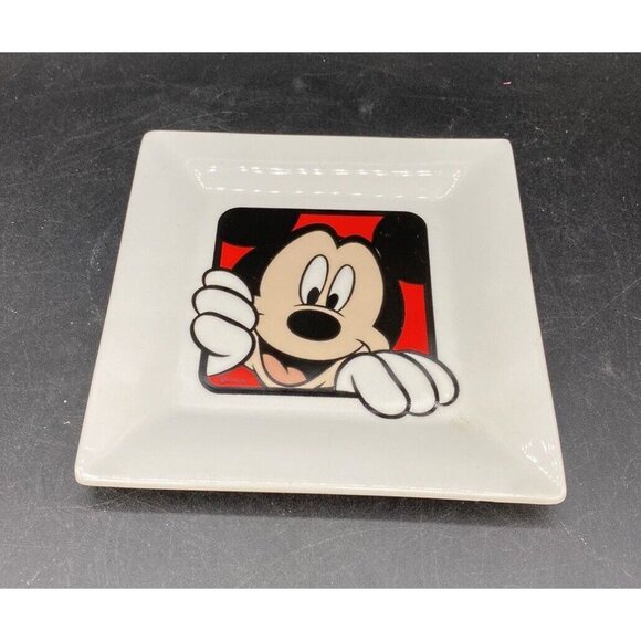 Disney Mickey Mouse White 6” Square Appetizer Dessert Plate - Picture 2 of 7